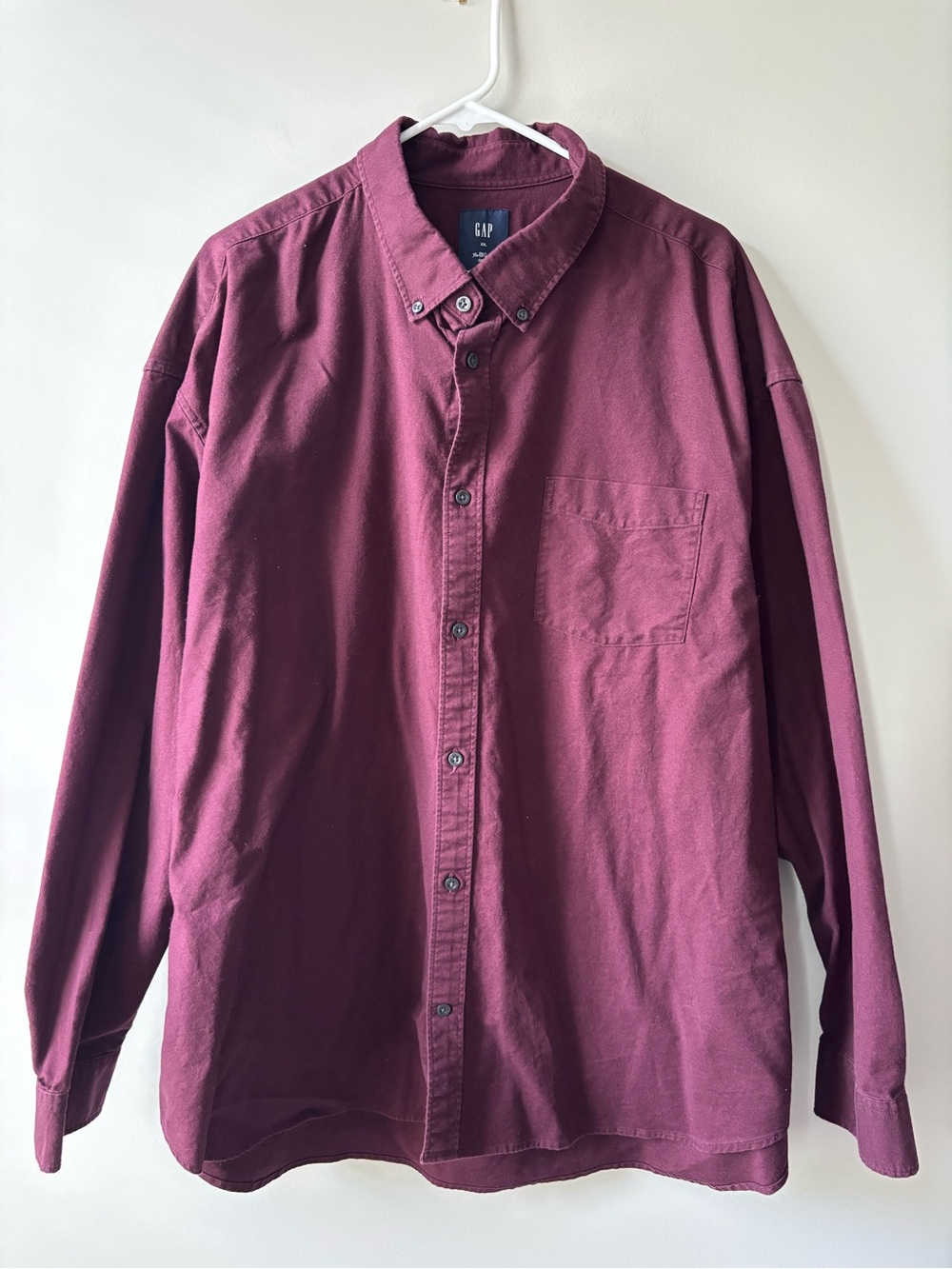 GAP Men's Burgundy Long-Sleeve Button-Down Shirt
